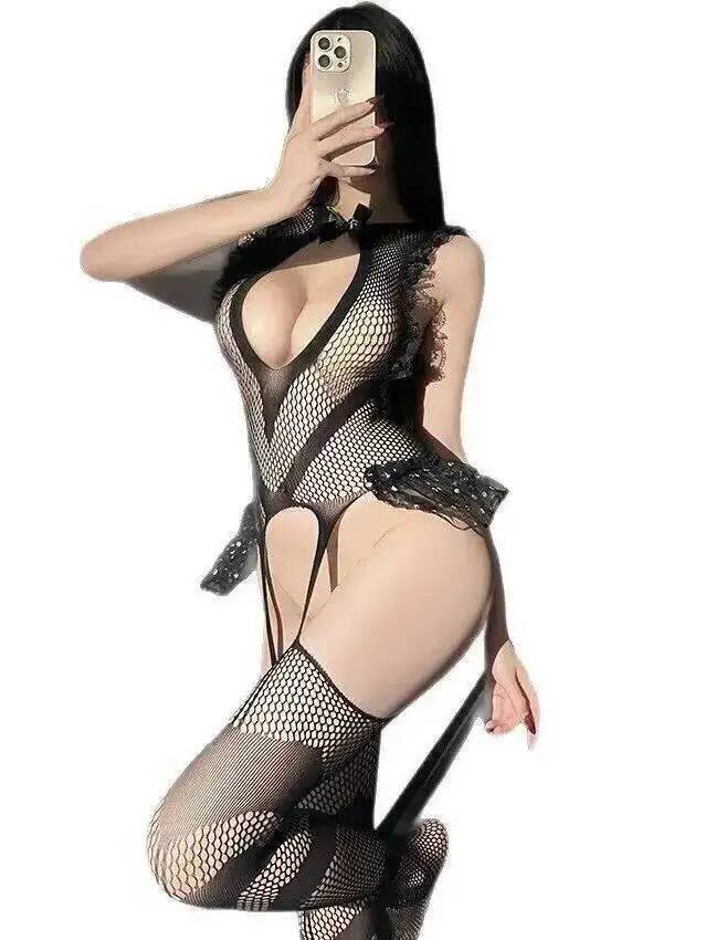Sexy Lace Trim Fishing Net Bod - Fishnet Stocking Women incelemesi ve fiyatı