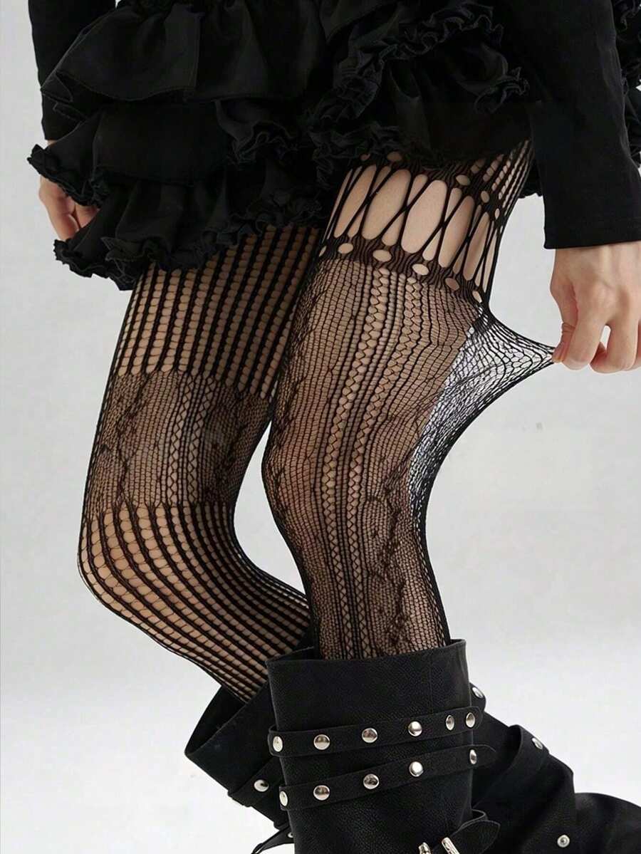 1pc Asymmetric Hollow Fishnet  - Fishnet Stocking Women incelemesi ve fiyatı