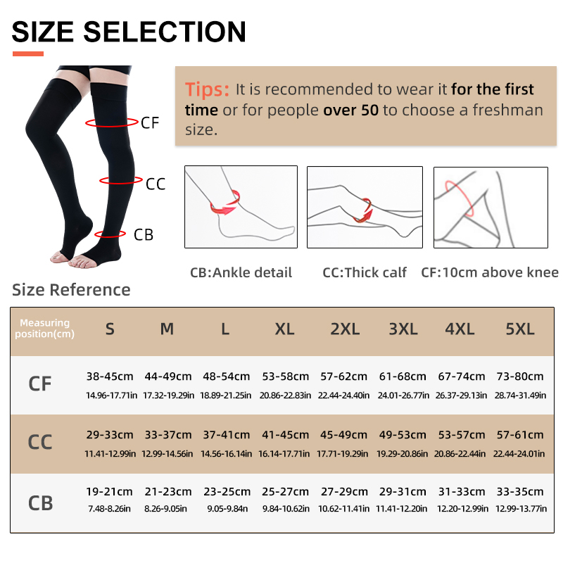 1Pair Thigh High Open Toe Medi - Compression Sock Medical incelemesi ve fiyatı