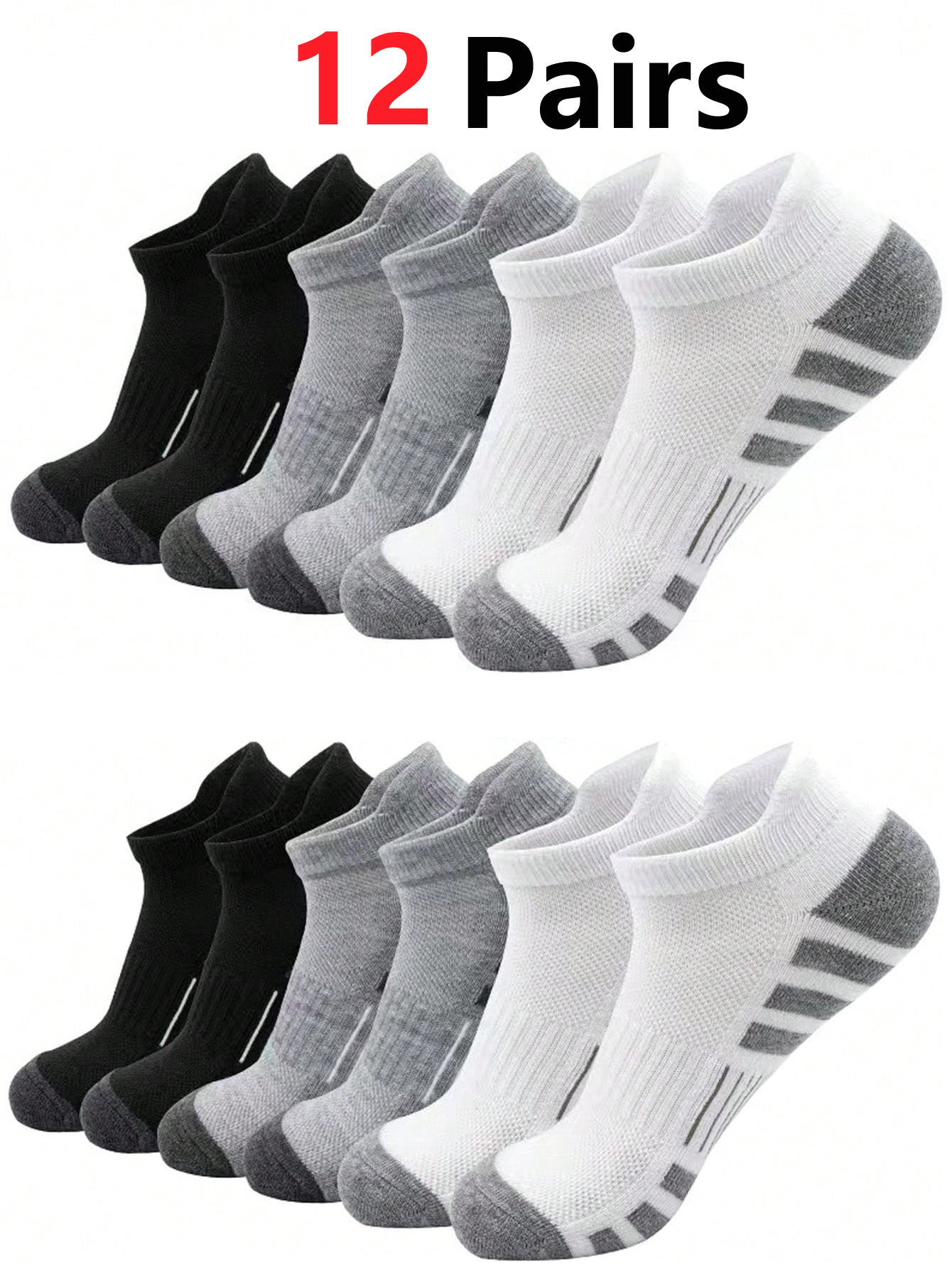 12 Pairs Cushioned Breathable  - Athletic Sock Cushion incelemesi ve fiyatı