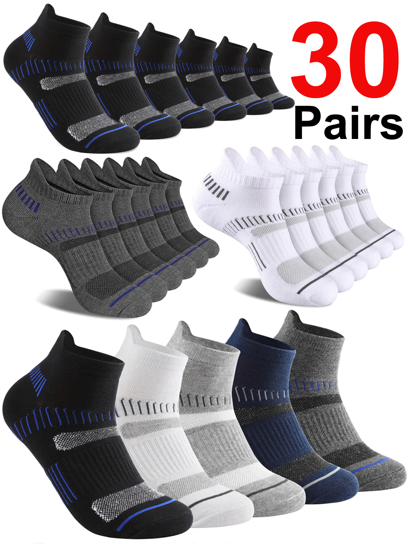 30 Pairs Ankle Socks Men Athle - Ankle Sock Low Cut incelemesi ve fiyatı