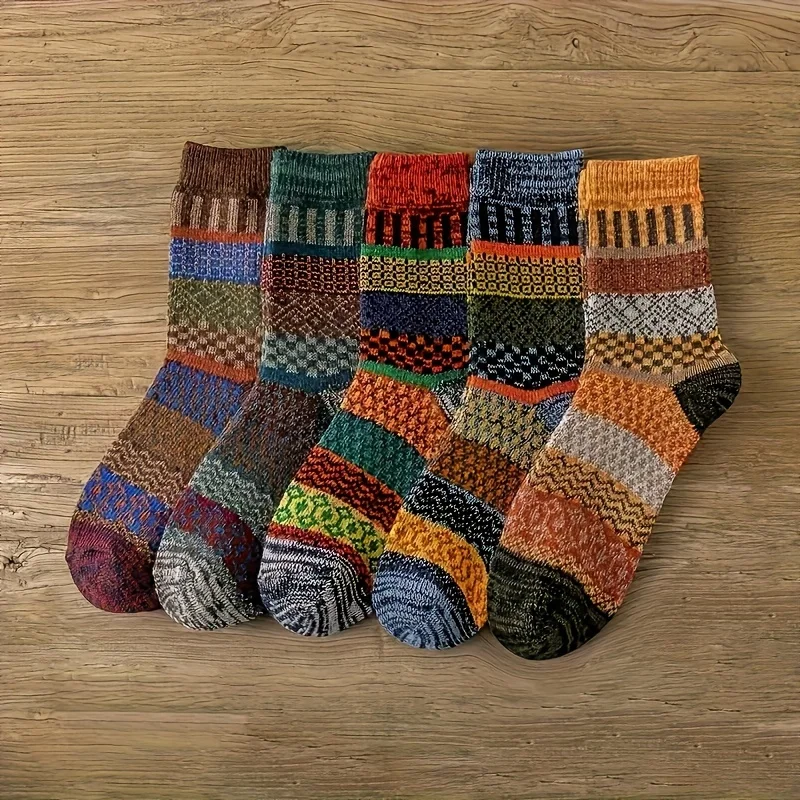 5 pairs of retro ethnic style  - Thermal Sock Winter incelemesi ve fiyatı