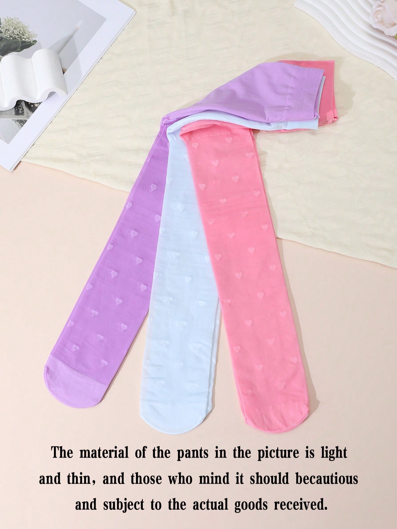 3Pcs Girls Heart Print Tights  - Tights Pantyhose Sheer incelemesi ve fiyatı