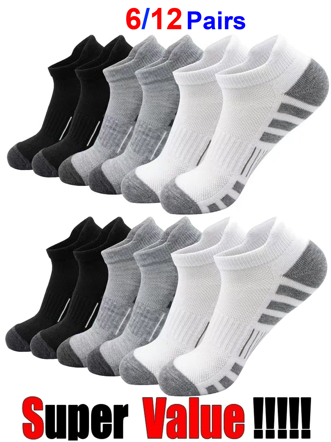 6/24 Pairs Cushioned Breathabl - Athletic Sock Cushion incelemesi ve fiyatı