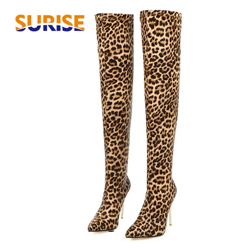 Plus Size Stretch Leopard Over - Knee High Sock Women incelemesi ve fiyatı