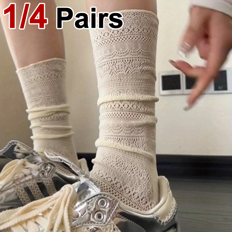 1/4 Pairs Women Lace Trimmed K - Knee High Sock Women incelemesi ve fiyatı