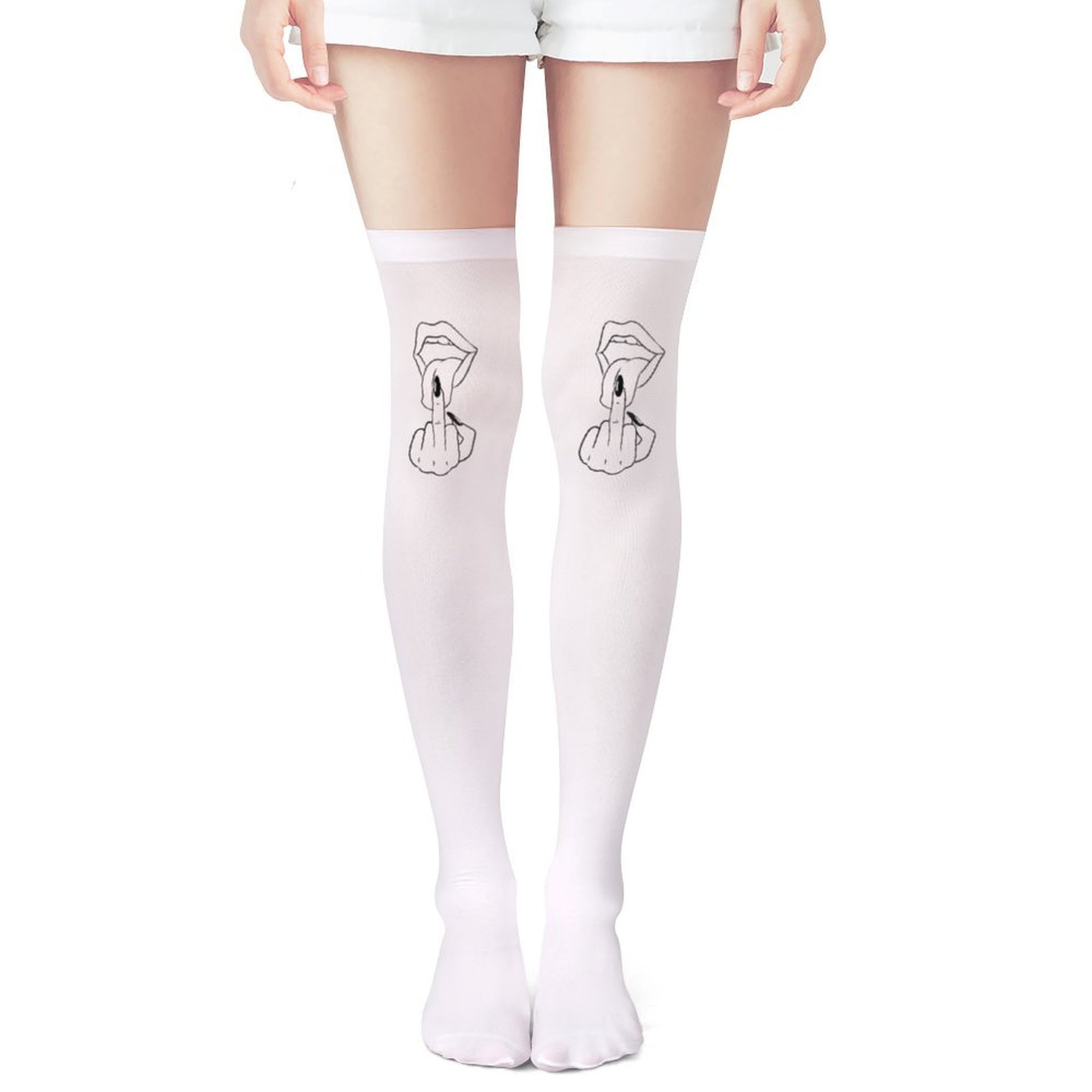 Ladies' white middle finger, r - Knee High Sock Women incelemesi ve fiyatı