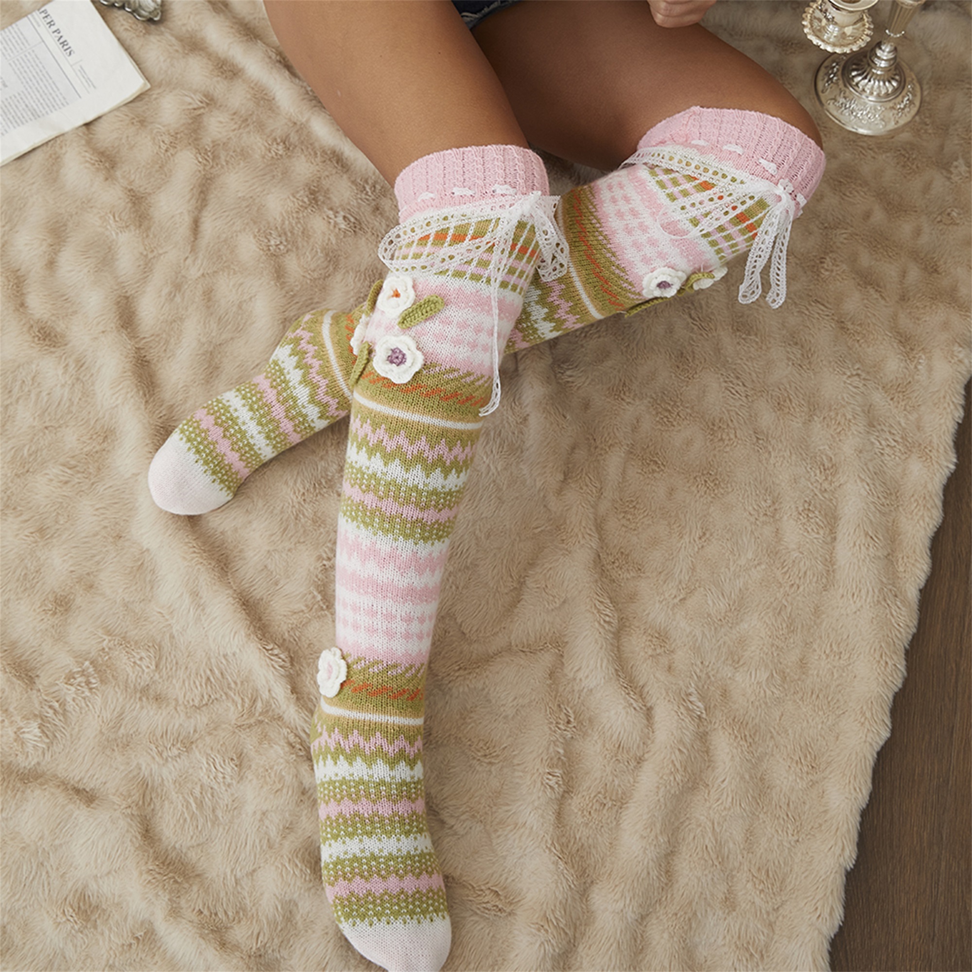 Elegant Crochet Lace Thigh Hig - Silk Sock Bamboo incelemesi ve fiyatı