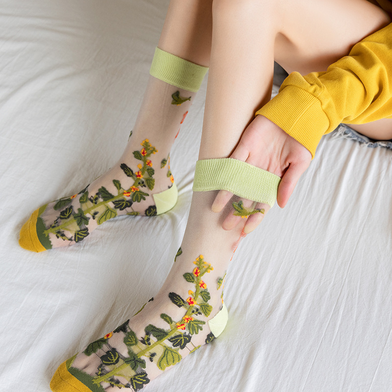 1/4 Pairs Retro Flower Women G - Silk Sock Bamboo incelemesi ve fiyatı