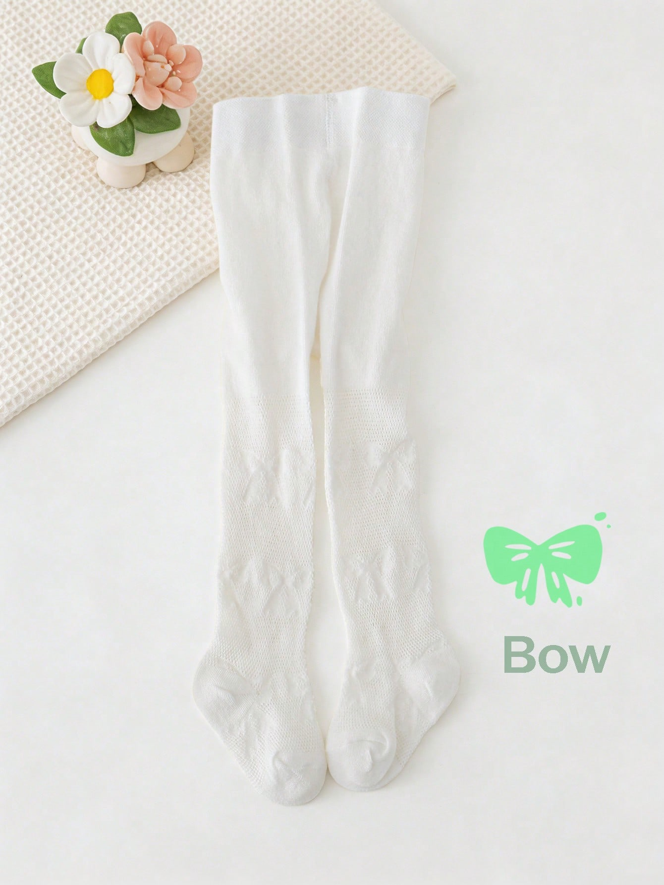 3/1 Pcs Girls White Bow Print  - Tights Pantyhose Sheer incelemesi ve fiyatı