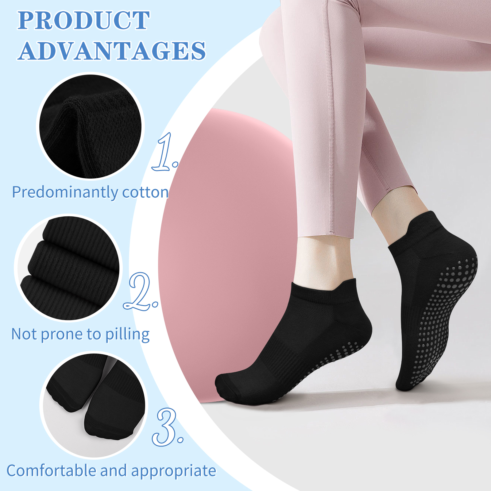 3 Pairs Yoga Socks Women Cotto - No Show Sock Women incelemesi ve fiyatı